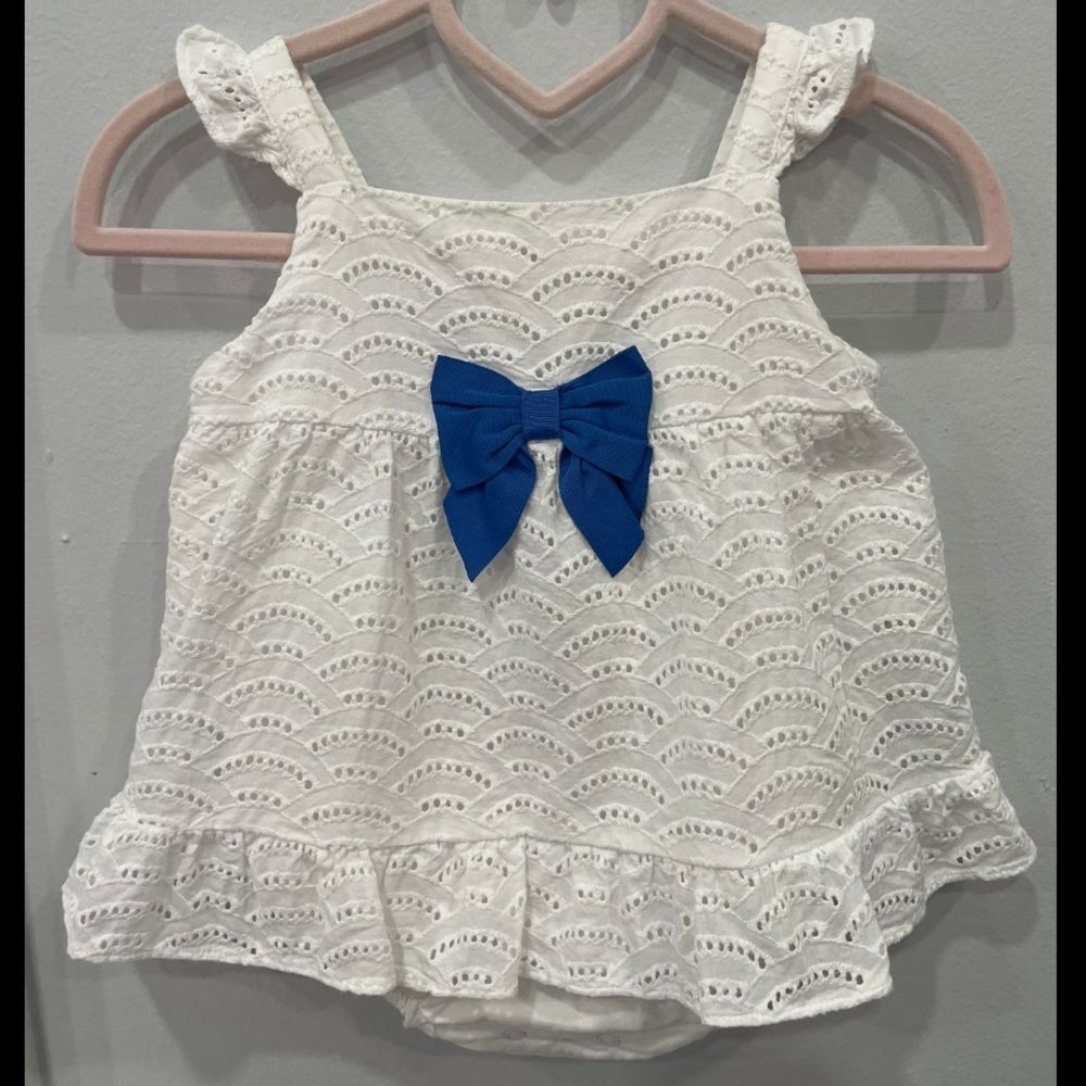 Janie and Jack  Eyelet Ruffle White Romper 6-12 Months